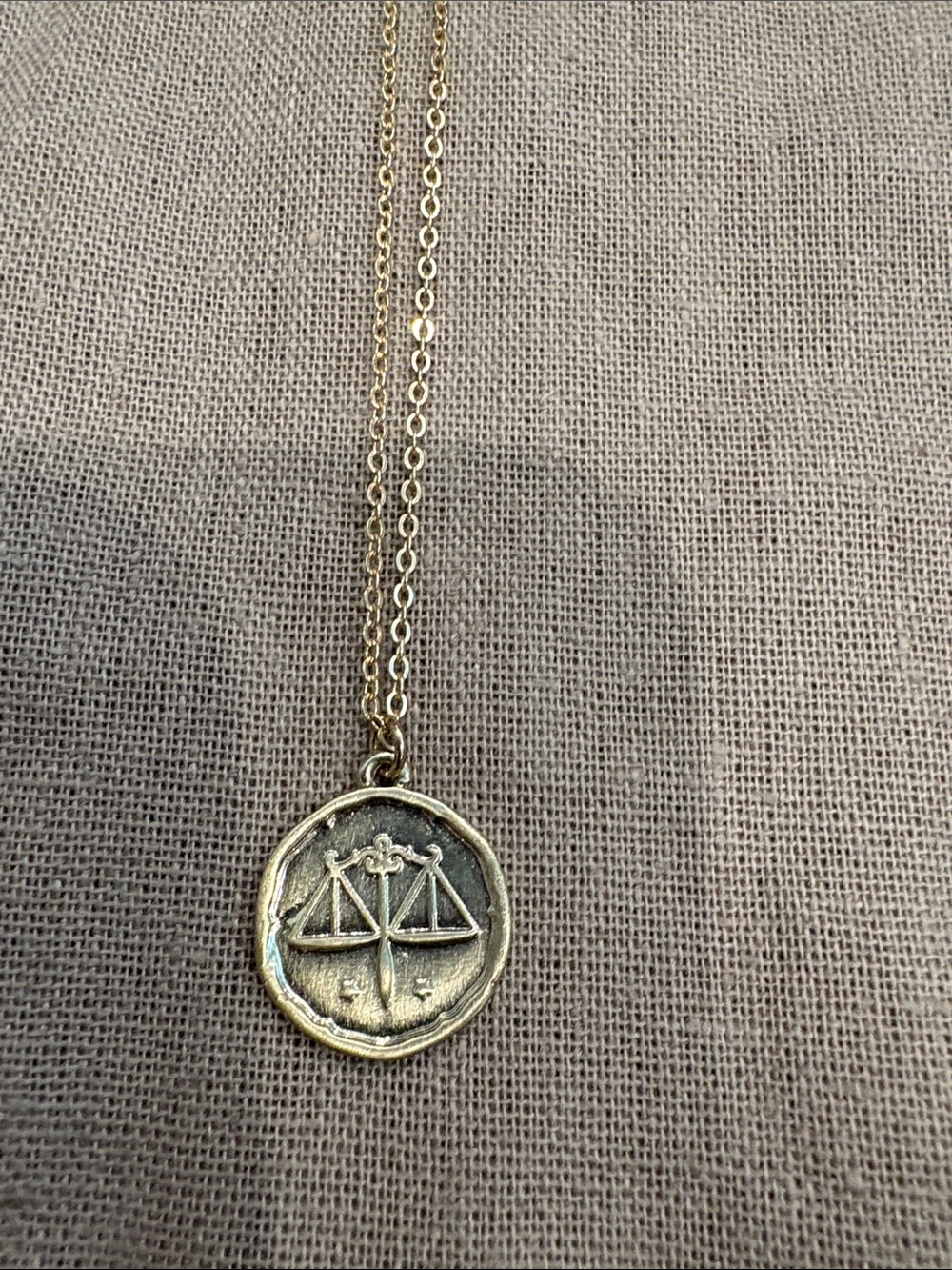 Gold Toned Libra Scales Pendant Necklace - 16-18” chain. Women's Jewelry